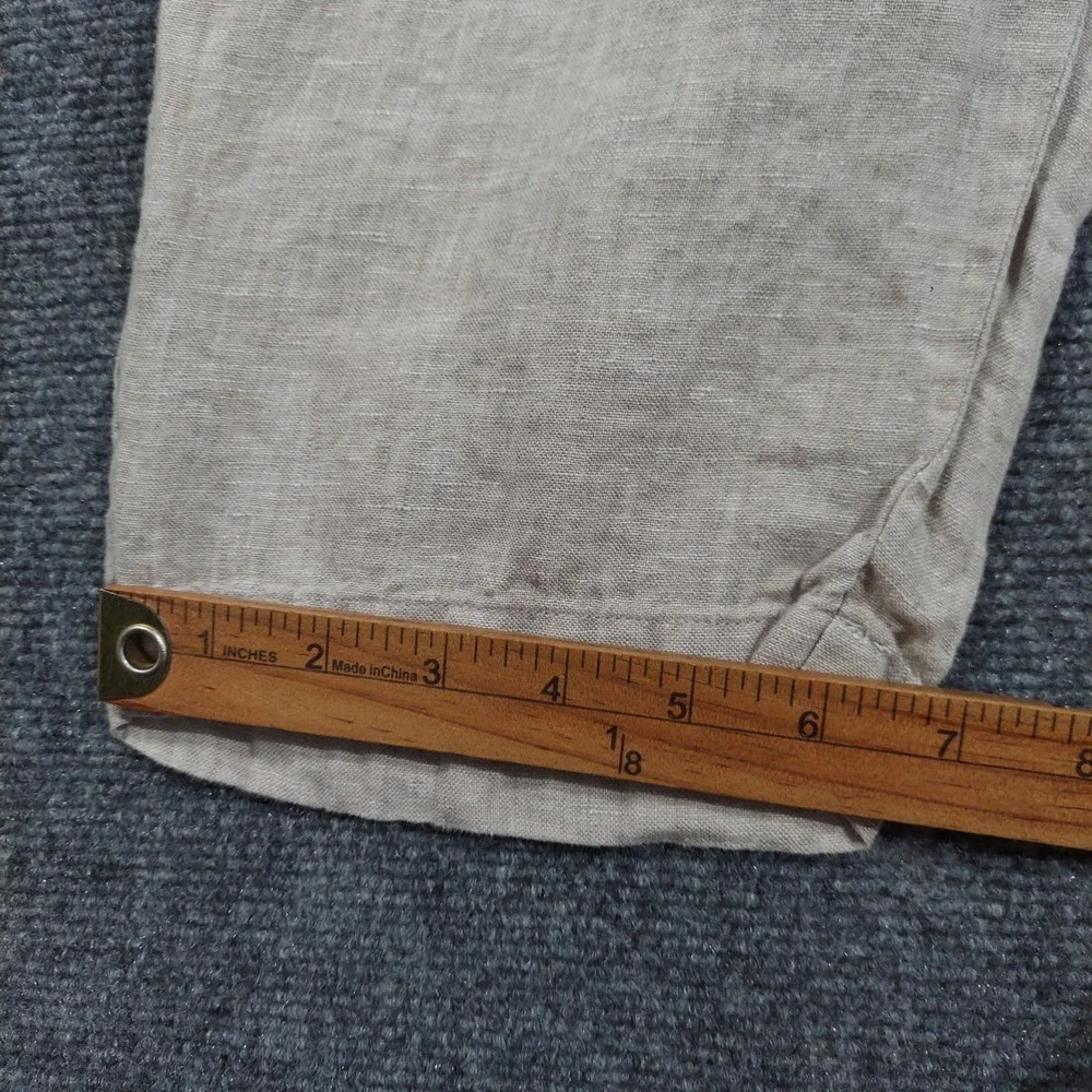 Quince Linen Pants Women Size M Beige Tapered Elastic Waist Casual 100% Linen